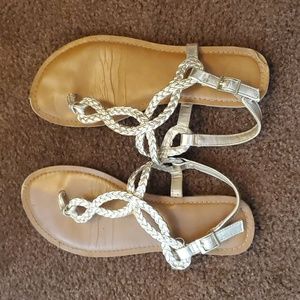 Strappy Sandals, Braided Gold